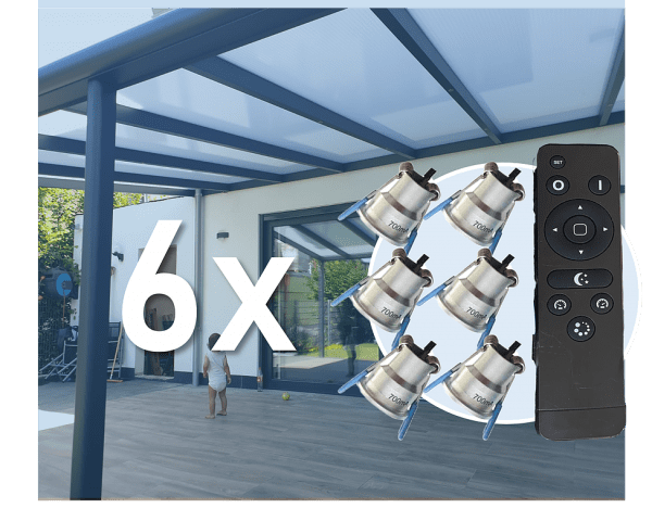 6er Set LED Strahler zum Einbau in Terrassenüberdachung